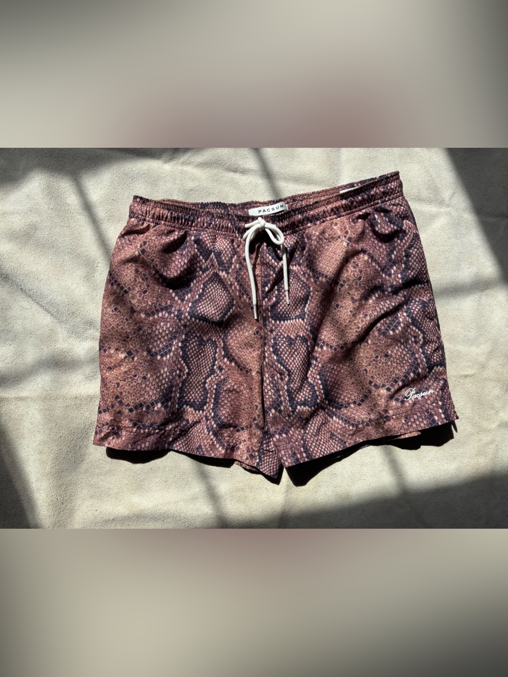 PacSun Brown Snake-Print Men’s Swim Trunks